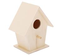 Generic Hanging Wooden Bird House Durable DIY Bird Feeder for Outdoor Indoor Decorations 3.7x2.7x4.7in (Single floor No. 3)
