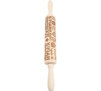 Generic Happy Birthday Rolling Pin Engraved Wooden Rolling Pin with Birthday Pattern Wood Material Embossing Pastry Decoration for DIY Pretzels to Friends and Loved Ones