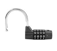 Generic Hardened Lock Hook 4 Dial Digit Code Combination Padlock Security Lock, Resistant to Shear and Saw, Chrome-Plated Finish, Wide Applications (Black)