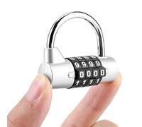 Generic Hardened Lock Hook 4 Dial Digit Code Combination Padlock Security Lock, Resistant to Shear and Saw, Chrome-Plated Finish, Wide Applications (Silver)