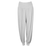 Generic Harem Pants Alibaba Trousers Super Soft Yoga Pilates Baggy Womens Ankle Cuff Ladies Dance Palazzo Plus Size Stretch Casual Sizes 8-24 (UK, Numeric, 18, Regular, Regular, White)