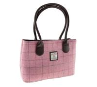 Generic Harris Tweed Authentic Classic Bag in Bright Pink With Overcheck Luxury Fashionable Handbag Handwoven in Scotland - 25cm x 38cm x 11cm…