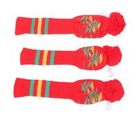 Generic Head Cover of the Knitting Club, Washable 3 Pcs Long Clubs Sweet for the Game (Red)