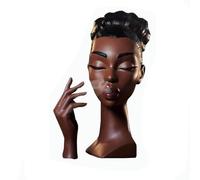 Generic Head-Scents-Head Incense Burner Black Woman,Black Ladies Smoking Stove, Resin Crafts, Creative Desktop Ornaments, Character Sculptures, Black Incense Burners,D,20cm