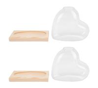 Generic Heart Shaped Propagation Vase, Premium Borosilicate Glass with Solid Wood Stand for Hydroponics Indoor Plants Like Pothos Spider Plants, Unique Desktop Planter Home Office (Light Brown)