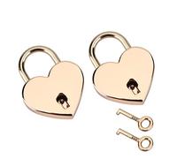 Generic Heart-Shaped Rose Gold Padlock & Skeleton Key Set for Luggage Jewelry Box Diary Book, 2 Sturdy Metal Locks for Gift Collection