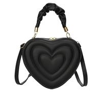 Generic Heart-Shaped Shoulder Bag, Elegant Handbag, Solid Color, Pretty Adjustable Shoulder Bag, Purse for Girls, Gift for Ladies, Black