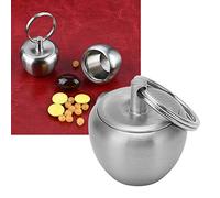 Generic Heart-Shaped Stainless Steel Pill Case with Keychain Pendant, Multipurpose Medicine Box for Pills, Buddhist Scriptures, Safety Charm