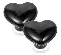 Generic Heart Shaped Toilet Button Assistant Tool 2Pcs Ceramic Copper Push Covers for Bathroom Toilet Tank Flush