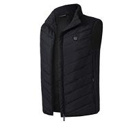 Generic Heated Gilet for Men, Black, 4XL, Slim Fit, Sleeveless, Zipper Closure, Water Resistant, Winter, Casual, Fashionable, Quilted, Polyester, Cotton, Hand Wash Only