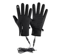 Generic Heated Gloves, Rechargeable, Waterproof, Touchscreen, Electric, Black, Unisex-Adults, Outdoor Enthusiasts, All Ages, Cycling, Skiing, Mitten, Both, Zipper, Pull, Gloves