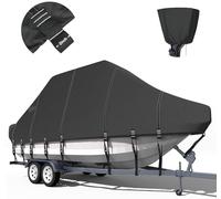 Generic Heavy Duty 900D T-Bar Boat Cover Towable Solution Dyed with 17 Windproof Straps Fits 19-21" Long Beam Width Up to 106" for Center Console with Roof
