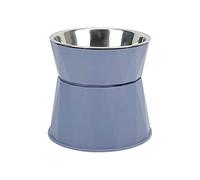 Generic Heavy Duty Cat Stainless Steel Bowl with Rubber Bottom for Noise Reduction, Dual Use for Eating and Drinking, Protect Hardwood Floor From Scratches, 14 X 15cm (Blue [high double bowl])