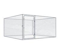 Generic Heavy Duty Galvanised Steel Dog Kennel with Chain Link Mesh Sidewalls, Hinged Door, Lockable System, Play Paradise for Dogs, Easy Assembly, Ideal for Outdoor Use (2 x 2 x 1 m)