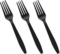 Generic Heavy Duty Pack of 50 Black Plastic Reusable Forks, Perfect for Picnics and Parties