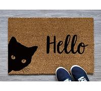 Generic Hello Cat Doormat | Funny Non Slip Doormat | 24x16 Inch | Black | Cat Theme