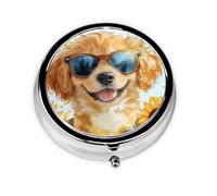 Generic Hello Sunshine Print Round Pill Box-3 Compartment Small Pill Case for Purse & Pocket Mini Metal Pill Holder Travel Pill Container
