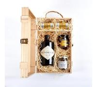 Generic Hendricks 70cl Gin Gift Set Hamper & Luxury Nibbles Wooden Gift Box Set - Gift for Gin Lovers, Congratulations, Thank you Gift, Gift for him and her.
