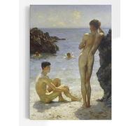 Generic Henry Scott Tuke Lovers of the Sun | Nude Male Art Painting, Antique Homosexual Love Print, Wall Art Poster, Homoerotic Giclee Picture Gift