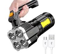 Géneric High Brightness Flashlight Waterproof 5 LED Searchlight Outdoor Rechargeable USB Flashlight Portable Strong Lights Side Light Outdoor Camping Tent Light