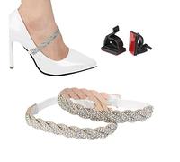 Generic High Heel Shoe Straps, 4 Styles Women Fixed Tie Belt String, Sparkling Crystal Women's Shoe Straps for Flats Holding Loose High Heel