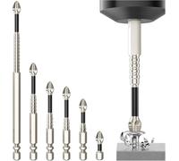 Generic High-Magnetic Screwdriver Drill Bit Set, 25-150mm, 6pc, Chrome-Plated, S2 Alloy Steel, Compatible with Electric Drills (General), Ideal for Screws of Various Sizes