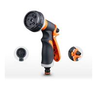 Generic High Pressure Garden Hose Nozzle Featuring Flow Control with 8 Patterns, Anti-Leak Water Hose Sprayer and Rubberized Grip for Cleaning, Car Wash and Lawn Watering
