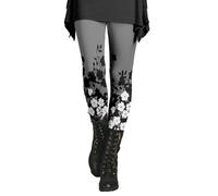 Generic High Waisted Leggings for Women, Floral Pattern Gym Leggings, Comfortable Yoga Pants, Stretchy Soft, Grey, Size L