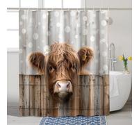 Generic Highland Cow Shower Curtain, Rustic Beige Brown Highland Cow Shower Curtain for Bathroom Decor, Spring Waterproof Fabric Shower Curtain Set with Hooks 62x72 Inch, 00302XPAC240517A0357A