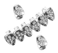 Generic Hip Hop Teeth Grills Decorative Grill Silver Copper Metal Sturdy Materials Lightweight Fashion Sense Cool Rapper Accessories for Parties Cosplay