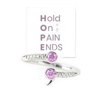 Generic Hold on Pain Ends Pavé Semicolon Ring, Brass Plated with S925 Sterling Silver, One Size, White Cubic Zirconia, Semicolon Ring jewelry Women