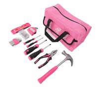 Generic Home Repair Tool Kit Set Strong Carbon Steel Complete Hand Tools for Women Ladies Beginner with Portable Toolbox Box/Cover Pink, Suitable for Home Maintenance (18Pcs)