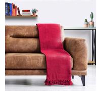 Generic Honeycomb Recycled Cotton Plain Waffle Textured Chair Sofa Setee Throw Over Blanket (Burgundy, King (102 x 102cm))