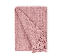 Generic Honeycomb Recycled Cotton Plain Waffle Textured Chair Sofa Setee Throw Over Blanket (Pink, Single (70 x 100cm))