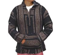 Generic Hoodie Men Baja Sweater Pullover Unisex Hippie Jumper Mexican Hoody Warm and Comfortable Sweatshirt Vintage Traditional Style Hoodies Winter Pullover, brown, L