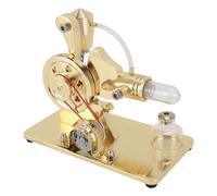 Generic Hot Air Stirling Engine Motor Model with Colorful LED, Educational Electricity Power Generator Toy for Students (Gold)