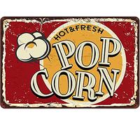 Generic Hot Fresh Pop Corn Vintage Metal Tin Sign Retro Sign Food And Snacks Wall Decor For Men Women Grill Restaurant And Terrace Bars Restaurants Kitchen Cafes Pubs Retro Metal Tin Sign 8X12 Inches