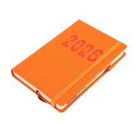 Generic Hourly Appointment Book Elegant 2026 Daily Planner Leather Cover Daily Schedule A5 Notebook for Business People Orange 5.71x8.46