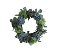 Generic Hydrangea Wreath Spring Wreaths Floral 40cm Home Decor Large Blue White Rustic Artificial Flower Wreaths Farmhouse Wreath for Front Door