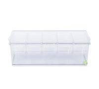 Generic Ice Chilled Condiment Server Clear Sauce Caddy Serving Tray Plastic Storage Food Container with 5 Removable Compartments Lid for Parties Home Kitchens Travel (5 Grids)