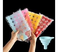 Generic Ice Cube Trays - Disposable Ice Cube Bag, BPA-Free Household Self Sealing Frozen Ice Cube Mold,Tearable Homemade Ice Cube Bag,Passion Fruit Ice Cube Bag 24-Grid (200PCS With Funnel)