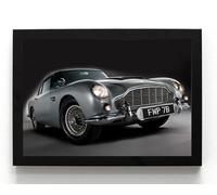 Generic Iconic Aston Martin DB5 - the car choice of James Bond - A5 FRAMED Art Print - Classic Car