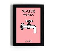 Generic Iconic Monopoly Waterworks A5 Framed Print - Pink Version