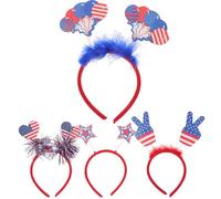 Generic Independence Day Headband Easy to Wear or Take Lightweight Plastic 4pcs with Star Design for Masquerade and 4th of July Festival Accessories