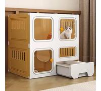Generic Indoor Cat Cage Enclosure - DIY Cat Playpen with Litter Box, Hammock & Space for 1-2 Cats, Ferrets, Chinchillas & Rabbits(71 * 46 * 71cm/28 * 18 * 28in(B))