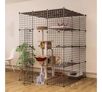 Generic Indoor Cat Cage & Ferret Playpen - Metal Wire Kennel for Small Animals - Ideal for Kittens & Guinea Pigs(110 * 110 * 146cm)