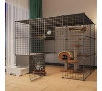 Generic Indoor Cat Playpen - DIY Pet Playpen with Door, Ideal for Kittens, Guinea Pigs, Bunnies, and Chinchillas - Cat Cages for 1-4 Cats(C1,147 * 95 * 109cm)