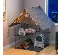 Generic Indoor/Outdoor Cat Cage - Versatile Cat Kennels for Small Animals, DIY Wire Fence with Door(Black-a,75 * 39 * 109CM)