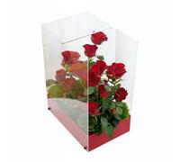 Generic Industrial Case Acrylic Flower Display Case Transparent Gift Box Rectangular Presentation Box With Handle For Event Planners Suitable for weddings anniversaries parties, Wine Red