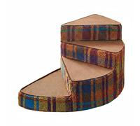 Generic Industrial Ladder Curved Three-Step Foam Cushion Easy-to-Clean Breathable Cover Ergonomic Design Suitable for Elderly Cats Small Dogs Home Use, Colorful Plaid, 4-Step 45-40cm